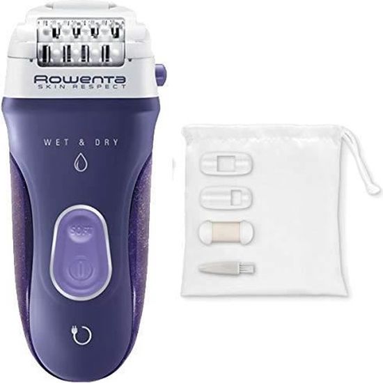 Épilateur électrique ROWENTA Ep8050 Skin respect Wet & Dry pour femme - 5 accessoires - Respect de la peau