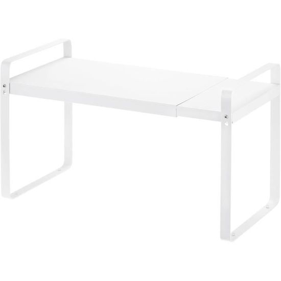 étagère Rehausseur Blanche Empilable Goodsnetic Étagère D'armoire Extensible De 35 à 66 Cm (L), Organiseur étagère Comptoir Extensible Réglable