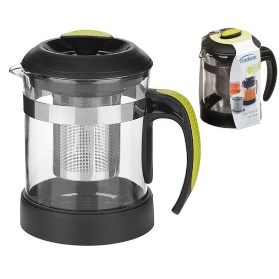 Théière à Piston (French Press) Noire Transparente 600 Ml - Verre Et Acier Inoxydable