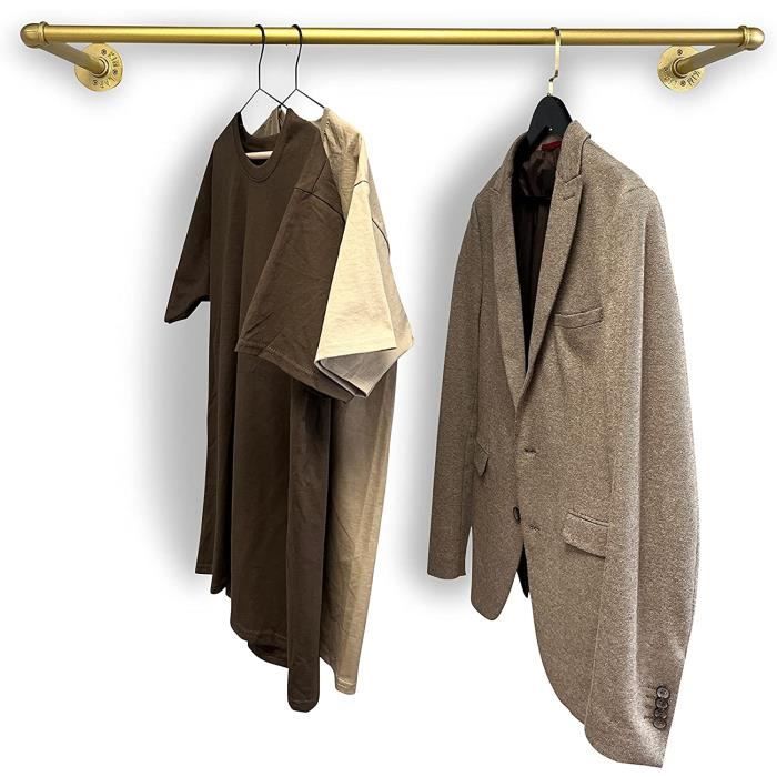 porte-manteau style industriel doré pour mur | largeur 70 cm x profondeur 30 cm | barre de penderie | mural | dressing | chambre | a