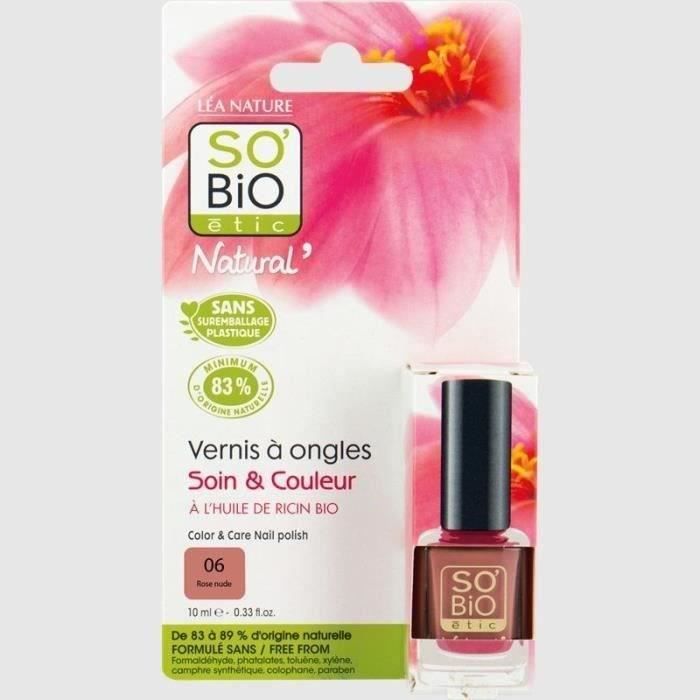 SO'BiO ETIC Vernis à ongles à l'huile de ricin Bio - Rose nude - 10 ml