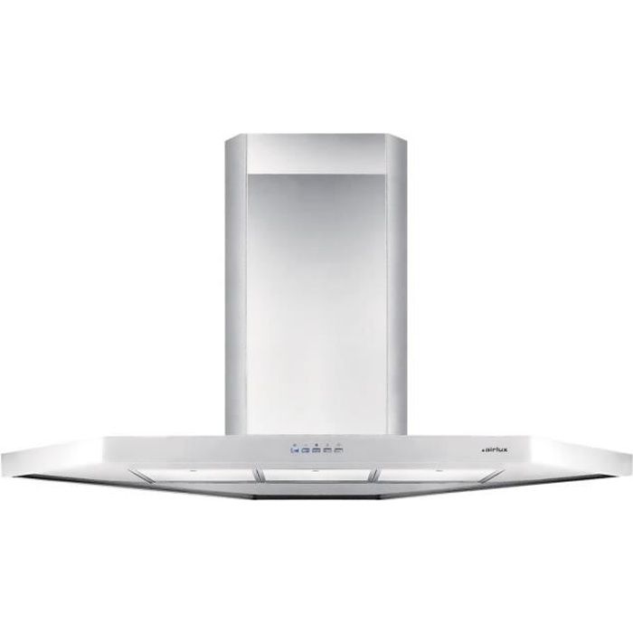 Airlux AHK128IX Hotte coin cheminée largeur : 127.2 cm profondeur : 88 cm evacuation & recyclage acier inoxydable