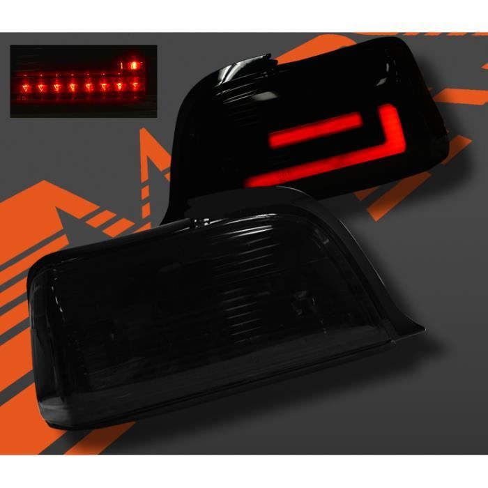 2 FEUX ARRIERE NOIR TRANSLUCIDE BMW SERIE 3 E36 COUPE / CABRIOLET A LED BARRE 3D
