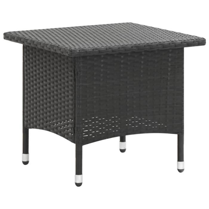 MAG��- Table basse de jardin Table à thé Table d'extérieur pour Jardin, Terrasse Noir 50x50x47 cm Résine tressée♫5401