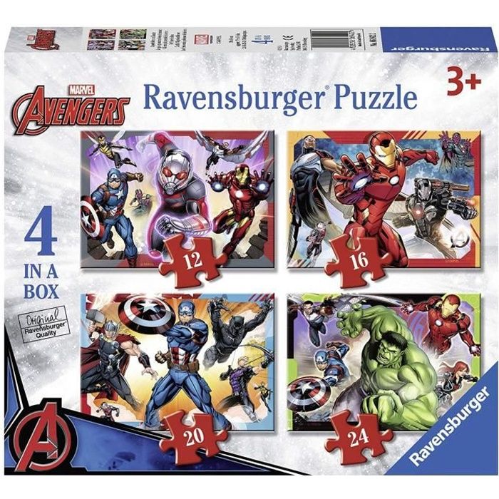 Casse-tête Ravensburger Marvel Avengers 4 dans une boîte (12, 16, 20, 24 pièces)