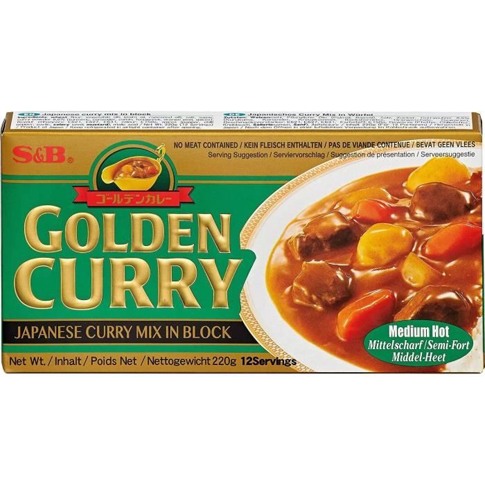 S&B Golden Curry : Préparation pour Curry (Moyennement Épicée) - 220g