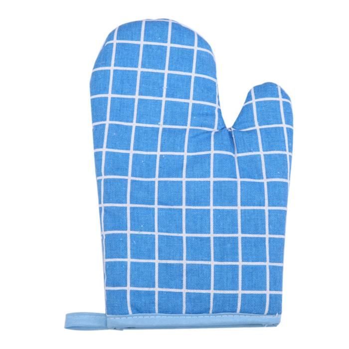 1PC Gants de cuisson au four à micro-ondes Plaid bleu