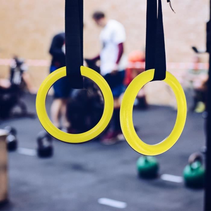 ABS gymnastique anneaux Gym Fitness Training Tool avec sangles robuste et durable pour une utilisation de longue durée jaune-CWU