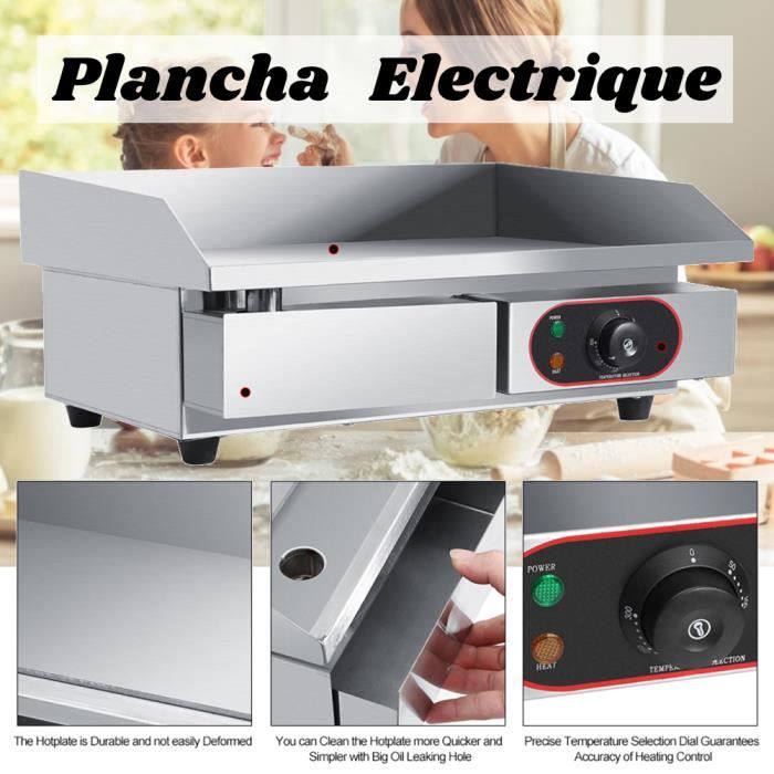 XIXI Plancha de Table Electrique en Inox, Plancha Electrique Professionnelle Plaque Chauffante Electrique Commerciale