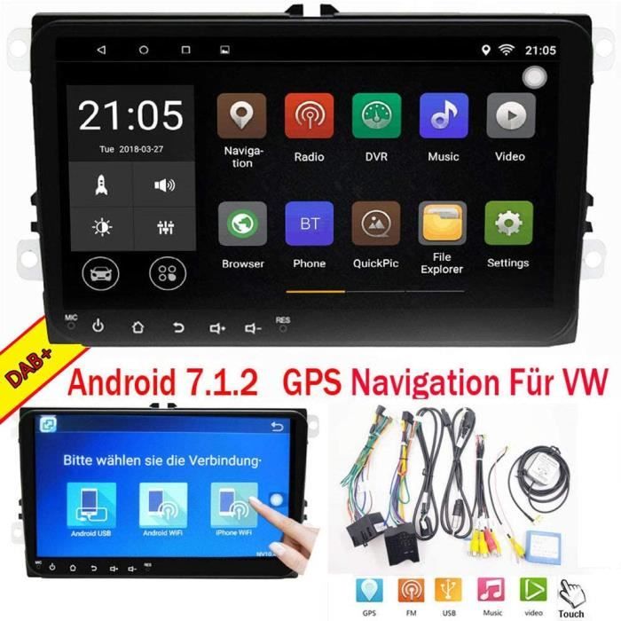 9- Android Navi Autoradio Stéréo DAB+ GPS WIFI BT USB Touch Pour VW Skoda Golf Polo Passat CC Sharan Touran Tiguan SEAT Octavia 189