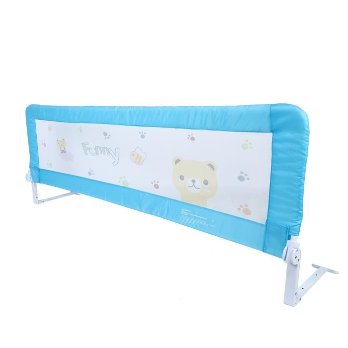 180 x 64 cm Barrière de sécurité de lit enfant Pliant Barrière De Lit Enfants Bébés Protection Barrière de lit Bleu HB015