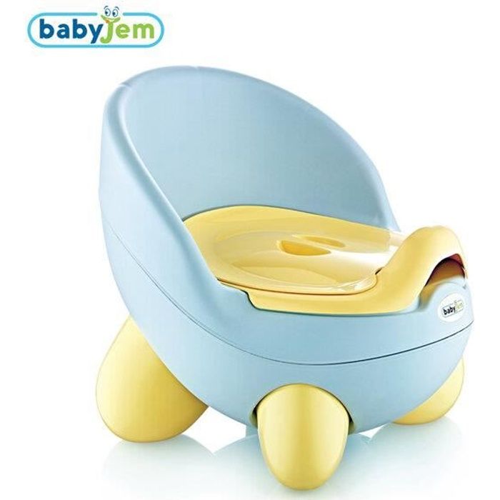 Babyjem Tonton Pot Bébé - Toilette Enfant pour Apprentissage avec Couvercle, Hygiénique, Antidérapants et Ergonomique - Bleu Jaune