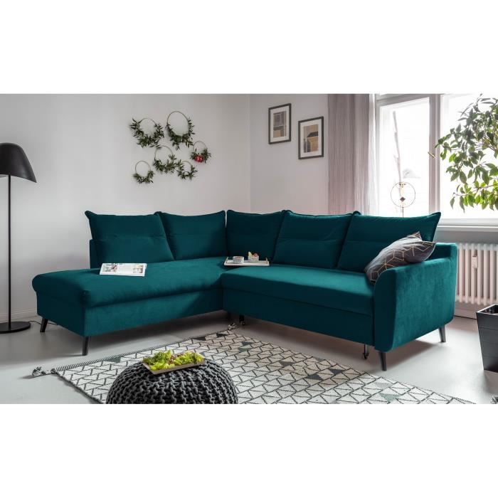 Canapé d'angle 5 places Bleu Design Confort