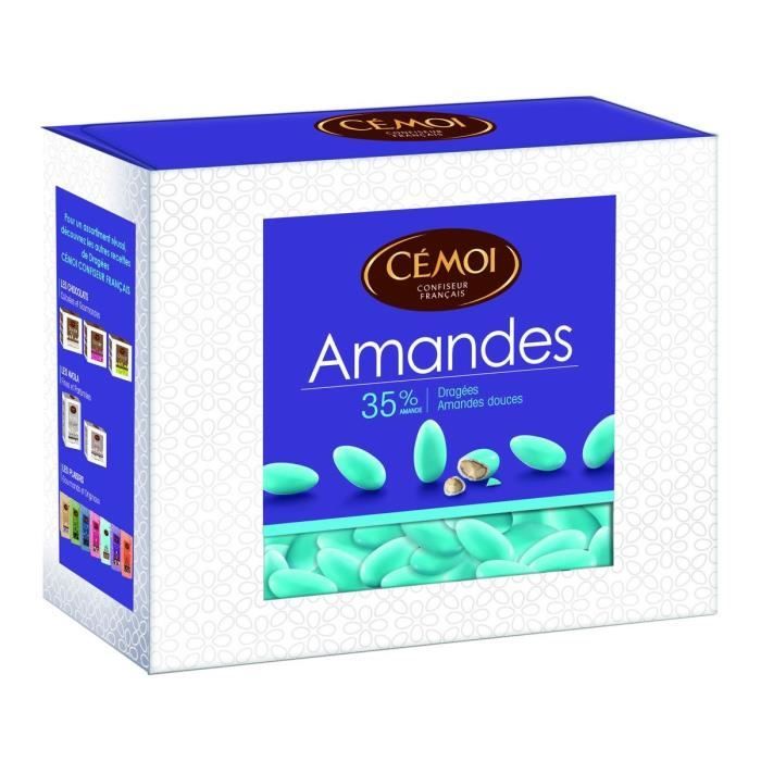 CEMOI Boîte Dragées Amandes turquoise 35 % - 375 g