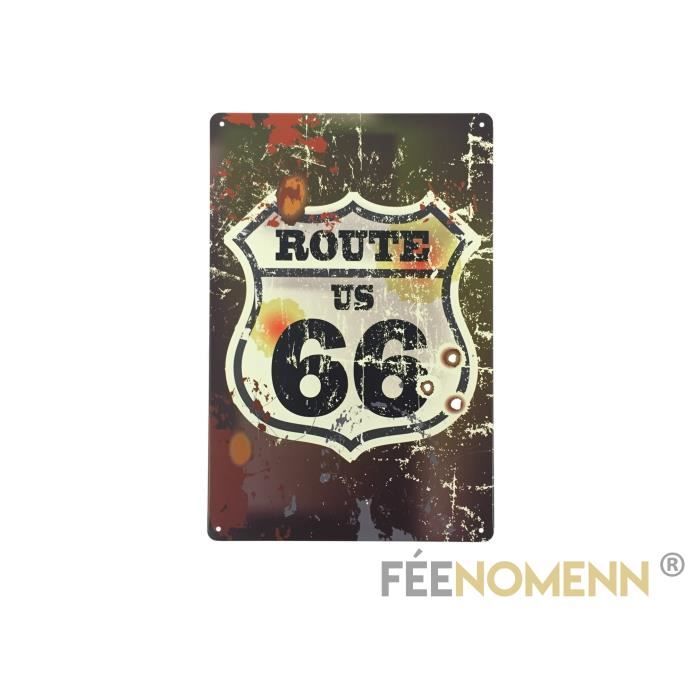 Plaque Métal Déco Vintage - Route 66 Used (20x30cm)
