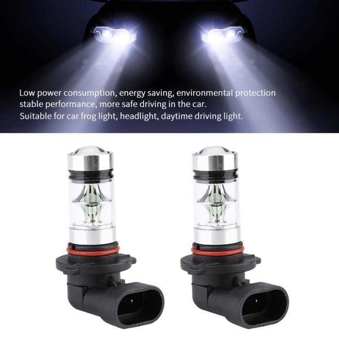 XUY 100W LED Kit Ampoules Phares de Brouillard Bleu Glace Lumière de Voiture 2x 9006 HB4 8000K