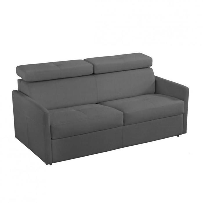 Canapé lit MONTMARTRE en microfibre graphite couchage 120cm convertible express MATELAS 18CM sommier lattes RENATONISI gris Microfib