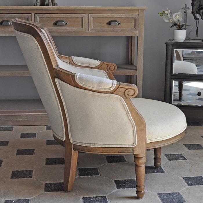 Fauteuil Chêne lin style LOUIS XV 60 cm