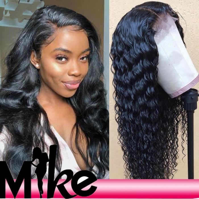Perruque bresilienne femme Lace frontal Wig 22 pouces=55cm Cheveux huamins naurels deep wave virgin hair