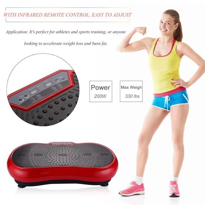 Plateforme Vibrante Fitness Pour Musculation Et Perte De Poids Avec Bandes Eu Plug - Rouge