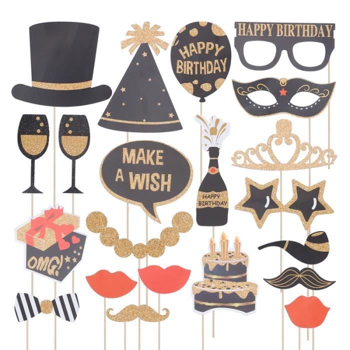 22 pcs Papier Glitter 30 Ans Fête D'anniversaire Cadre Photo Accessoires Props Verres FLEUR-PLANTE ARTIFICIELLE - FLEUR SECHEE