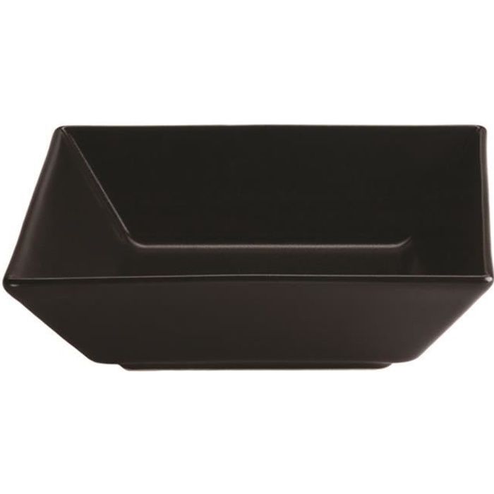 LOT DE 6 ASSIETTES CARREES NOIRES KURO PORCELAINE L175 x lg175 x H50 mm