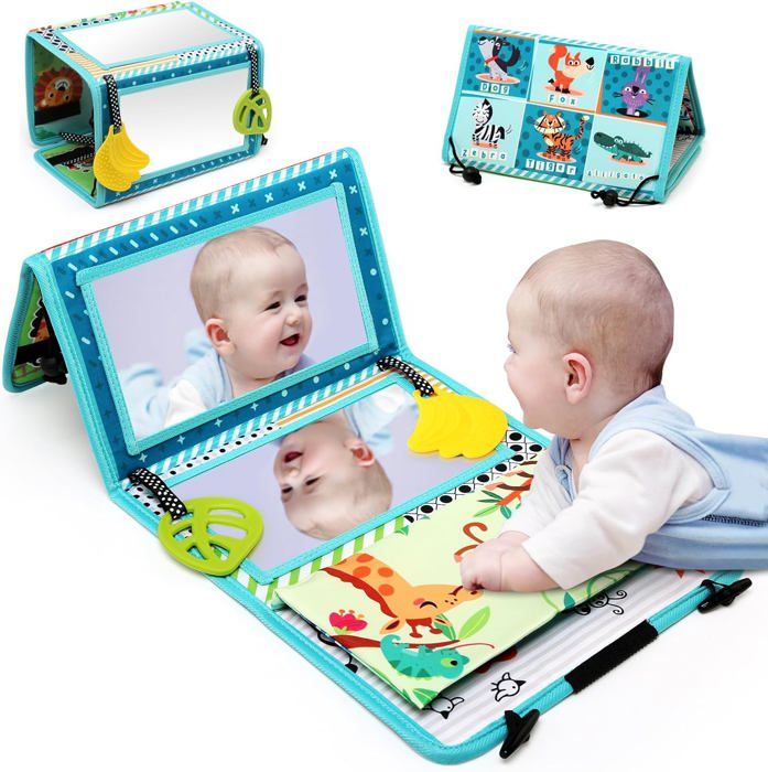 Hahaland Jouet D'Éveil Bébé 6 Mois – Miroir Montessori Noir Et Blanc, Jouets Sensoriels Pliables Pour Tout-Petits, Cadeau Naissance Fille Garçon 0-3-6-12 Mois