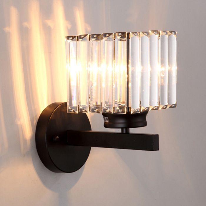 SNOGOLD Applique Murale Rétro en Cristal Lampe Murale Moderne en Cristal Carée Noir E27 Luminaire pour Chevet Chambre Couloir