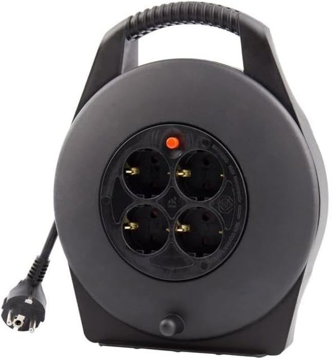 Kabelrolle mit automatischem Rücklauf 11m 2m IP44 Schwarz
