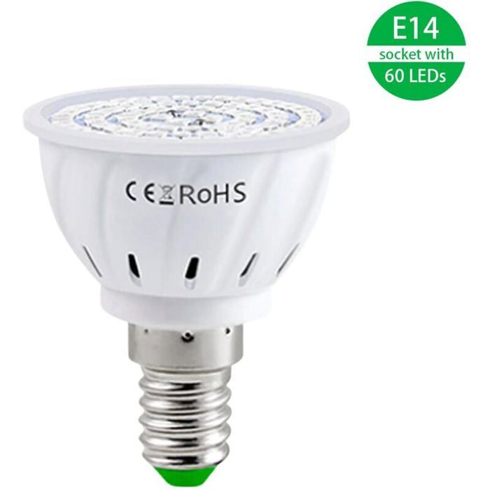 Les LED à spectre complet AC220V poussent lampoule E14 avec une lampe de croissance des plantes à 60 LED pour les plantes