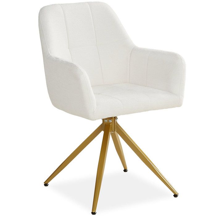 Chaise rembourrée Bouclé Beige unité pivotant avec accoudoirs Cuisine Salle à manger Bureau Chaise rembourrée Bouclé Beige unité pivotant avec accoudoirs Cuisine Salle à manger Bureau