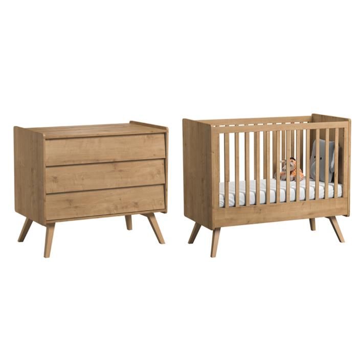 Lit et Commode Vox - 125 x 65 x 103cm - bois Lit et Commode Vox - 125 x 65 x 103cm - bois
