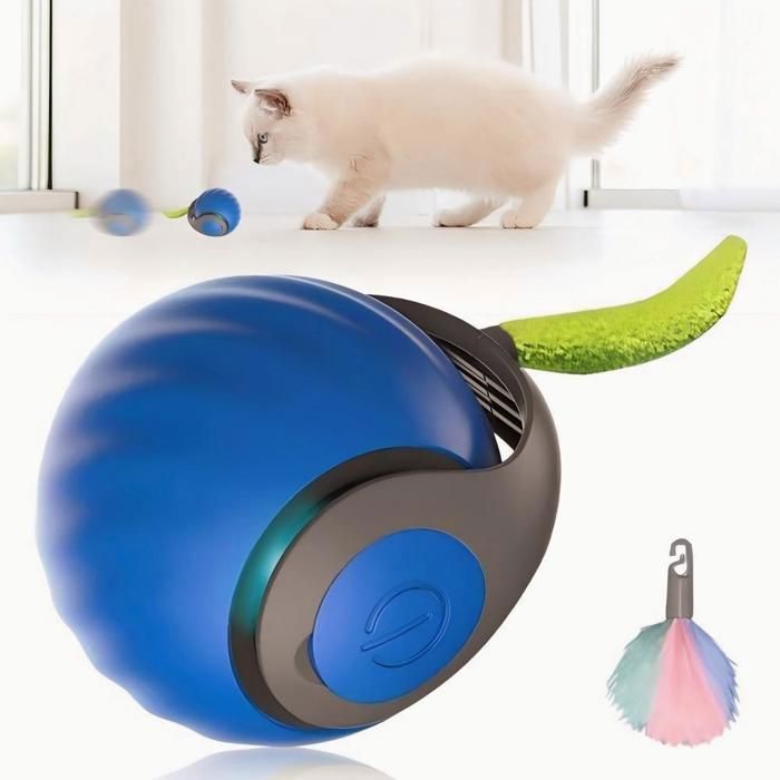 Comparer les prix de Balle de jeu interactive 2 modes rechargeable par USB pour chien/chat dintérieur avec queue de rechange (Bleu)