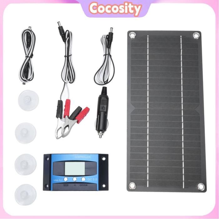 Kit de Panneau Solaire 600W avec Contrôleur de Charge Solaire 100A et Câble Dextension Contrôleur de Charge Solaire pour Moto