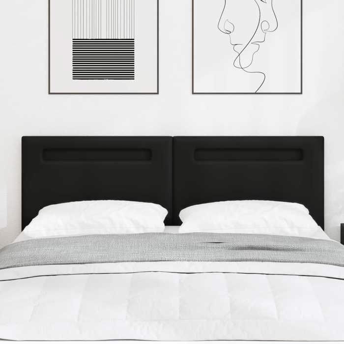 vidaXL Tête de lit LED Noir 144 cm Cuir synthétique 42007301