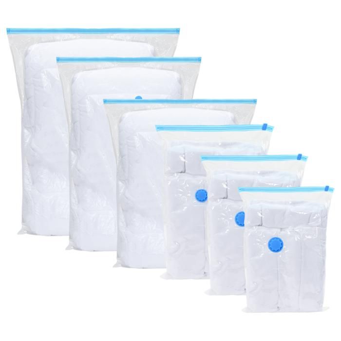 Sacs sous vide pour vêtements, Jumbo transparents, lot de 6 (80x100x38