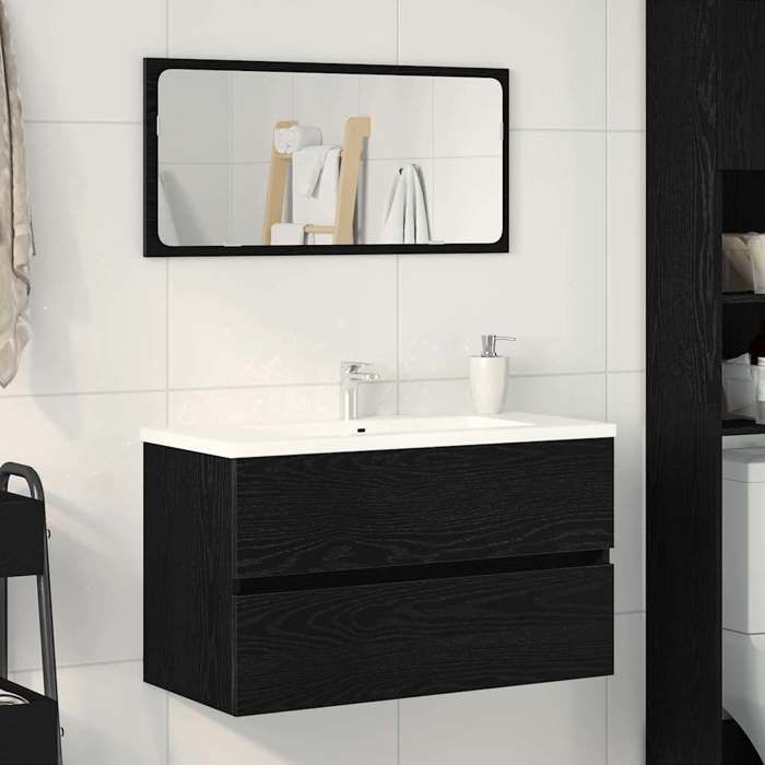 Autumn saleMeuble pour Vasque à Poser/Meuble WC - Meuble Sous Lavabo avec tiroir Chêne noir 80 x 38.5 x 45 cm 2025418902