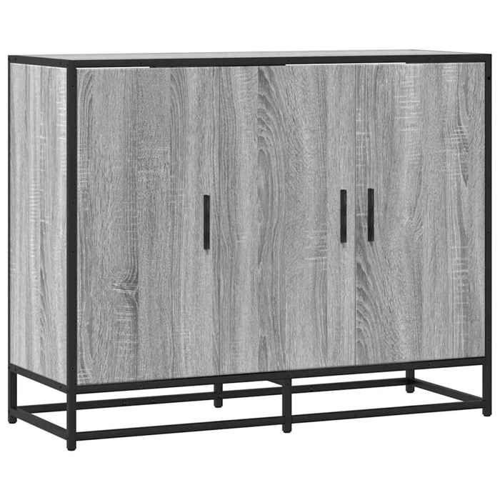 Buffet moderne - GKO - Sonoma gris - Bois dingénierie - Métal - 94x35x76 cm - Capacité 70 kg - Assemblage requis