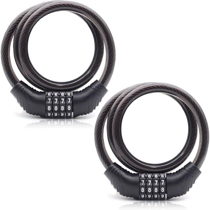 Cadenas Velo, Antivol Velo,scooter E compatible avec M365/Pro/Gotrax/1S Cadenas à combinaison 120 cm/12 mm Anti-vol 4 chiffres Code de vélo Cadenas à