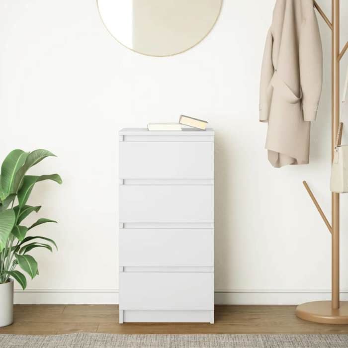 [35128]Buffet Bahut MEUBLECHIC commode meuble de rangement blanc 37 5x35x76 cm bois dingénierie Poids:16.7 Kg