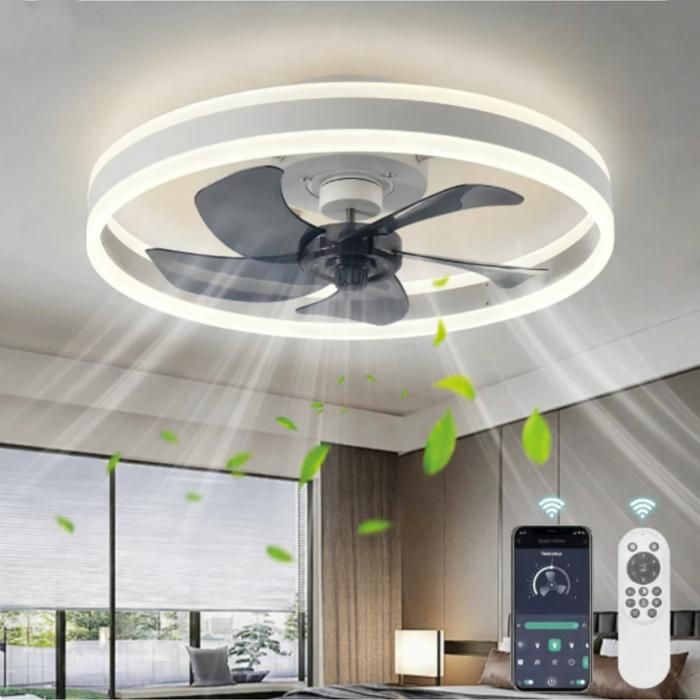 Ventilateur de Plafond avec Lumiere Silencieux 40cm 6 Vitesses Intensité Variable 3 Couleurs Minuteur pour Toutes les Saisons - Joulli