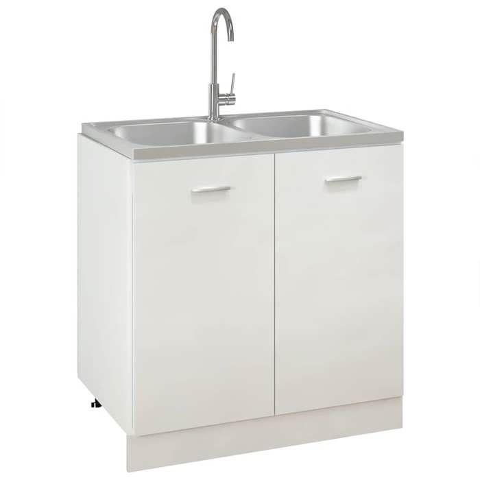 SEASON SALEGrand évier élégante - KEETHE - pour cuisine - Évier de cuisine à double lavabo argenté 800x500x155 mm inox 3888008