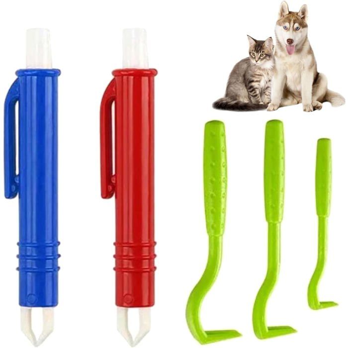 Kit de 5 outils pour retirer les tiques-tire-tiques pour chienschats et humains-avec crochet pour une utilisation à la maison et en
