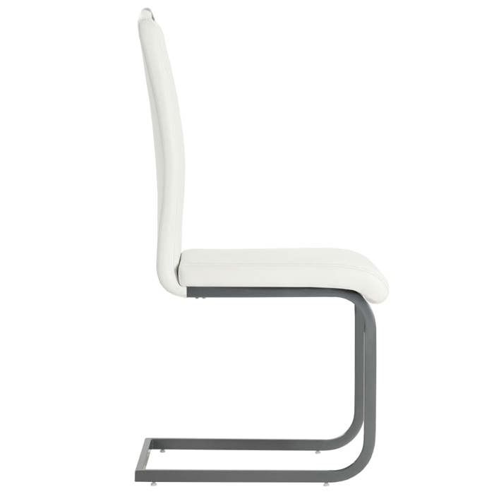 Confortable Chaises à manger cantilever (2 pcs) Applications larges 110 kg par siège blanc similicuir__19219