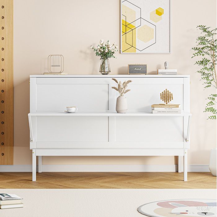 Chambre pratique avec Schrankbett 140x200 cm blanc lit mural vertical avec Lattenrost pour jeunes