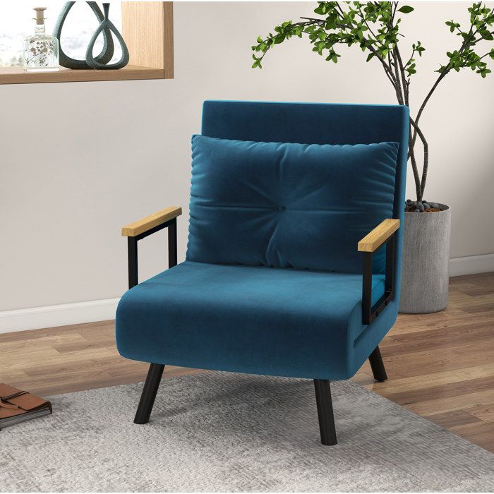 WOVREO fauteuil convertible 1 place bleu dossier réglable 5 positions lit dappoint avec coussin
