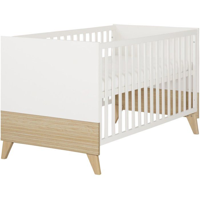 Lit bébé évolutif 70 x 140 cm - ROBA - Theo - Blanc / Chêne Lit bébé évolutif 70 x 140 cm - ROBA - Theo - Blanc / Chêne