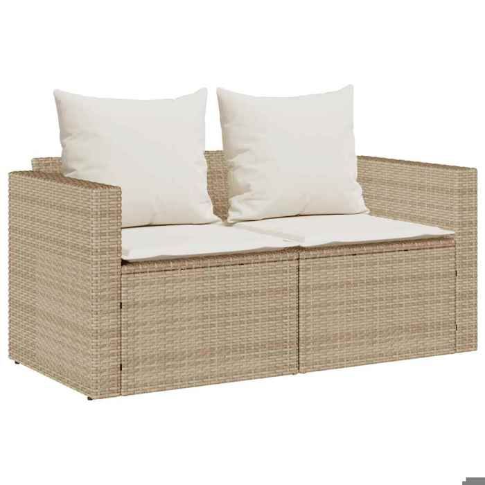 Salon de jardin 5 pcs avec coussins empilable beige polyrotin_2 ans garantie_37172