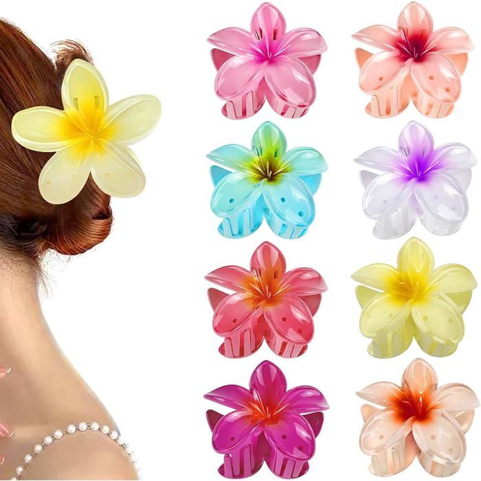 8 PièCes Barettes Cheveux Fille Femme Fleur Pince Griffes Fleur Antidérapante Pinces Cheveux Pince à Griffes Colorée Accessoires