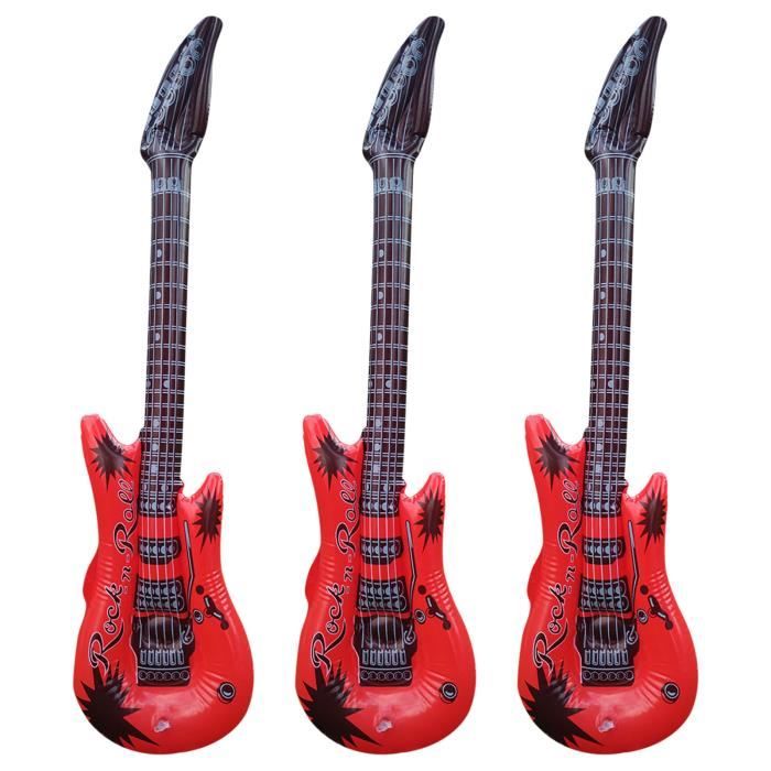 Lot De 6 Guitares Gonflables En PVC – Décoration Et Accessoires Pour Fêtes Rock, Années 80-90, Carnavals
